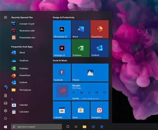 民间高人设计Windows 10开始菜单优化版：更美了