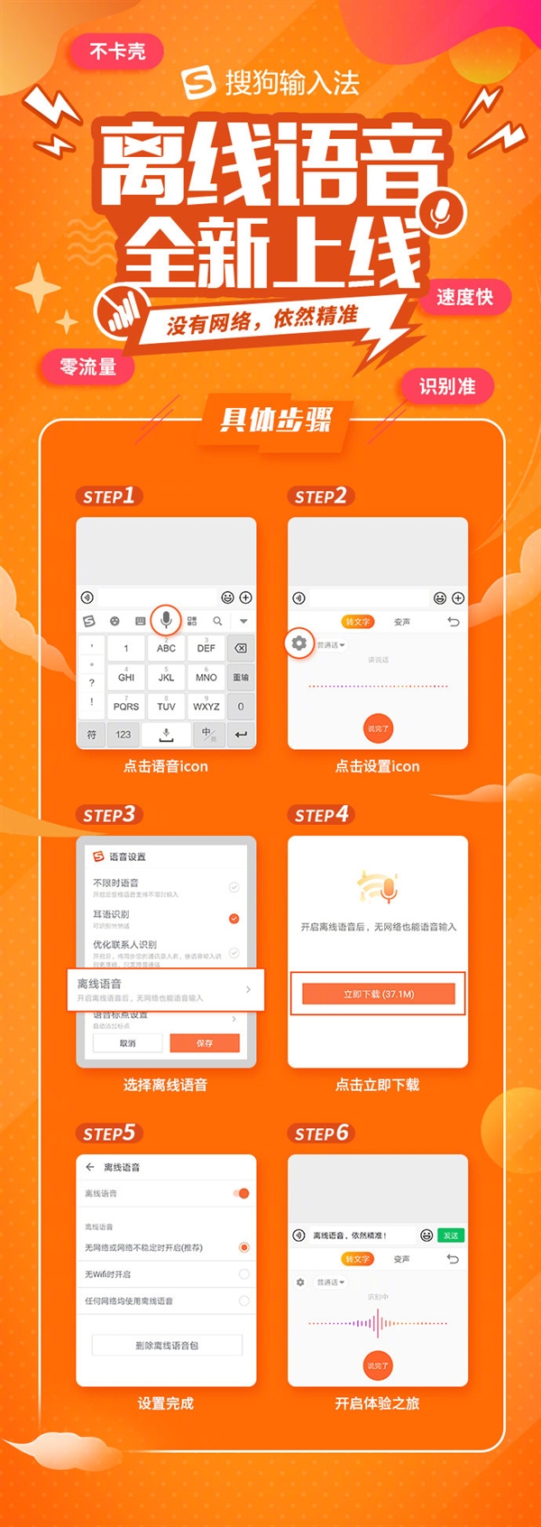 搜狗输入法离线语音全新上线：没网依然精准识别