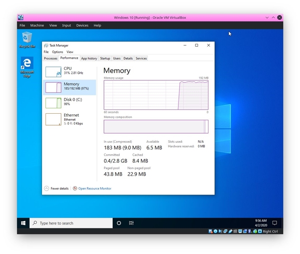 神奇！192MB内存照样能跑Windows 10