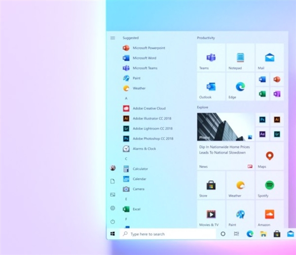 微软抢先晒Windows 10全新开始菜单：更简洁时尚
