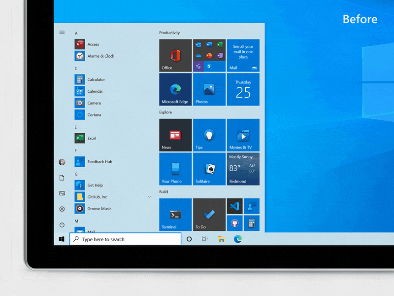 Windows 10启用全新开始菜单 微软：纯色背景统一视觉效果