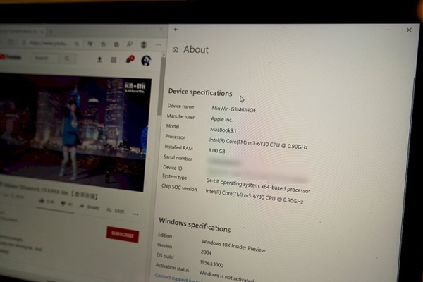 苹果MacBook运行Wn10X：传统PC上也能良好运行