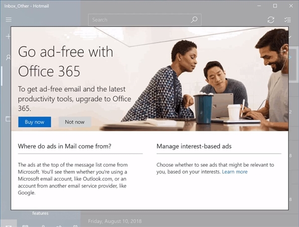 Windows 10邮件应用惊现广告 官方紧急撤回