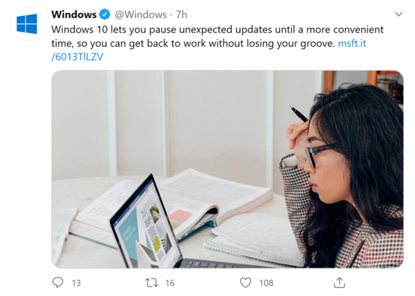 微软：Windows 10会为用户提供暂停意外更新的选择