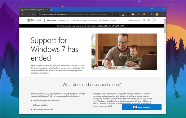 微软确认：新Edge浏览器明年将停止支持Win7